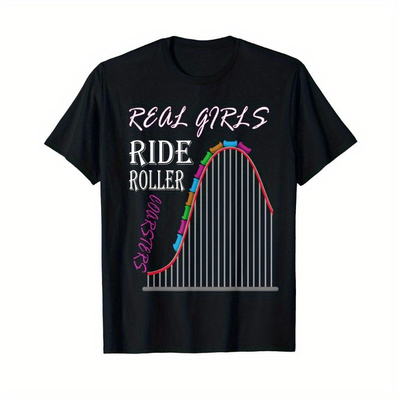 Real Girl Roller Coaster Amusement Park T-Shirt