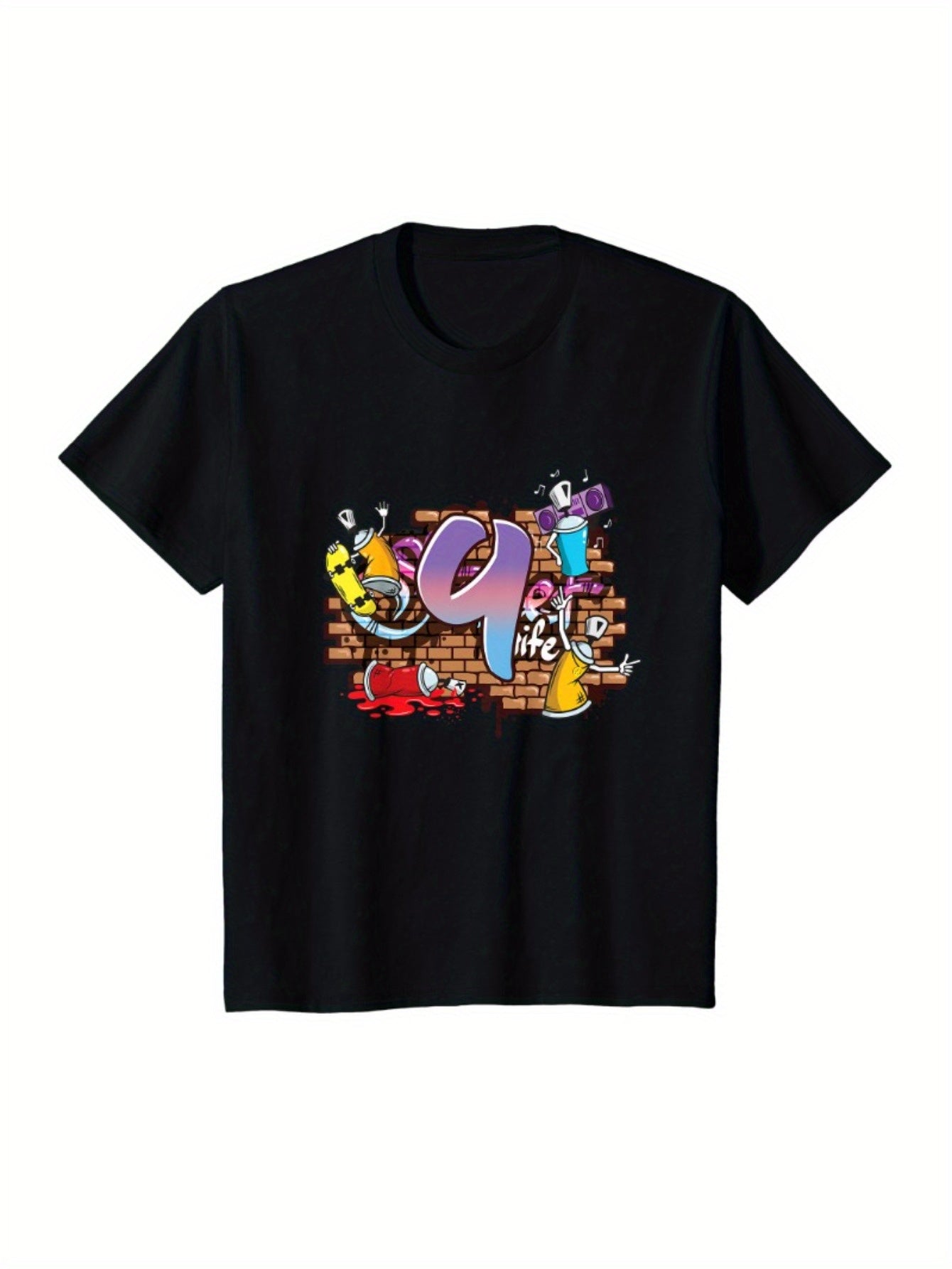 Children born in 2011 9th birthday graffiti art spray city rap gift T-shirt
