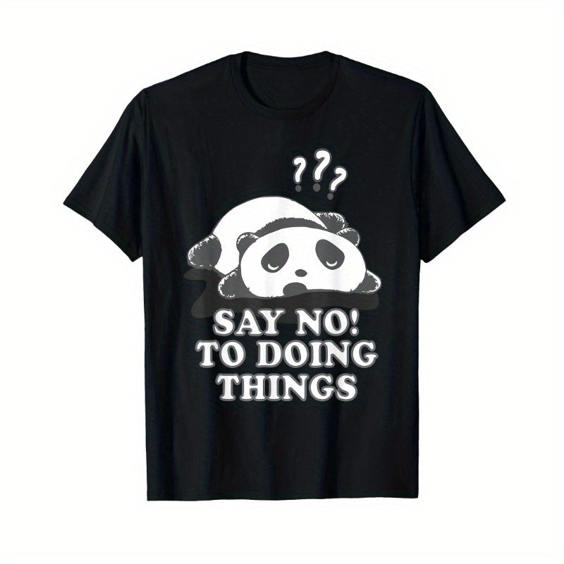 Cute Lazy Panda Says No! Fun Gifts Christmas Day Event Party Men's T-Shirts