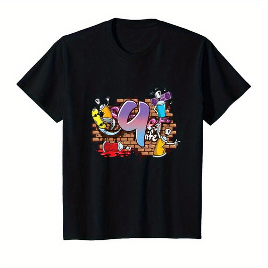 Children born in 2011 9th birthday graffiti art spray city rap gift T-shirt