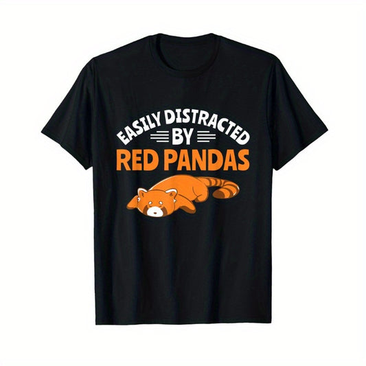 Easily distracted by red pandas Cute red panda lover Christmas Day event party men's T-shirt